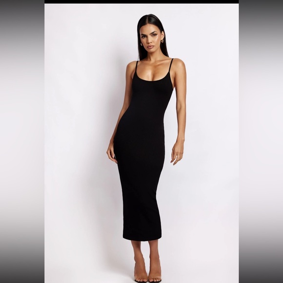 Alexis Ribbed Cami Midi Dress in Black - Picture 4 of 5